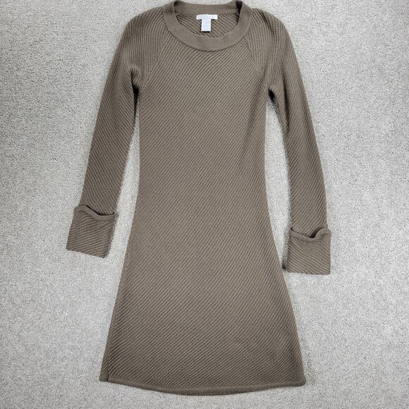 Design History Sweater Dress Womens L Brown Rib Angle Knit Pull On Midi Casual - Picture 1 of 13